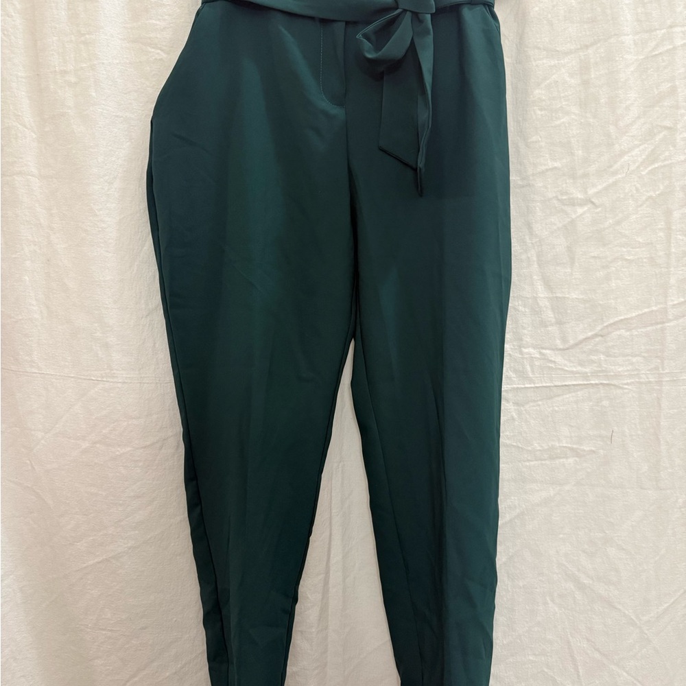 7th Avenue Madie Pant Womens 12 Green Paperbag Work Trousers Stretch NWT